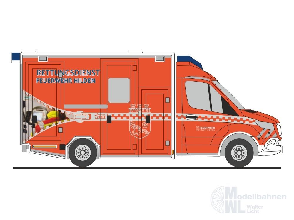Rietze 76119 - Mercedes-Benz GSF RTW ´18 Rettungsdienst FW Hilden H0 1:87