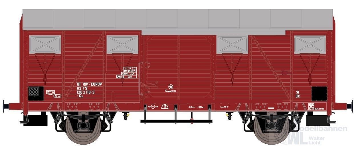 Exact Train 20956 - Güterwagen gedeckt FS Ep.IV Typ Gs EUROP H0/GL Exact Train 20956 - Güterwagen gedeckt FS Ep.IV Typ Gs EUROP H0/GL