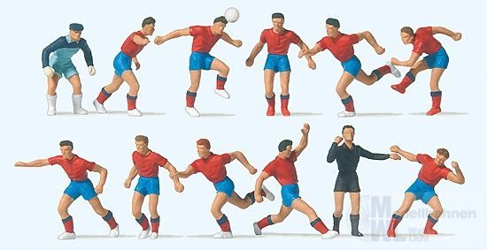 Preiser 10760 - Fussballmannschaft Blaue Trikots und Hosen H0 1:87