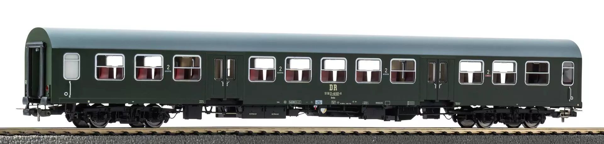 Piko 28001 - Mitteleinstiegswagen DR Ep.IV 2.Kl. Grün / graues Dach H0/GL