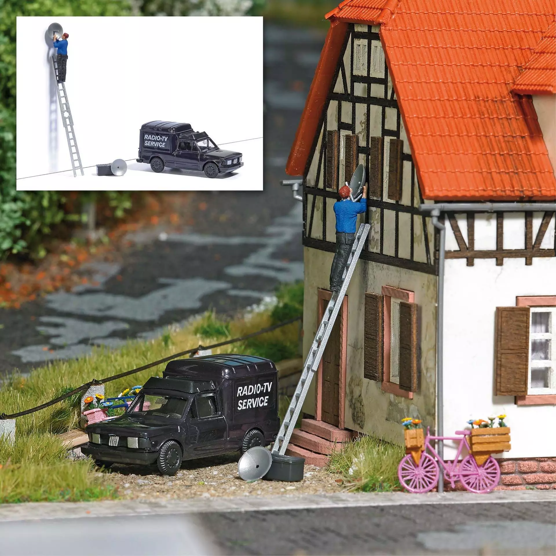 Busch 7982 - A-Set: Sat-Schüssel ausr. H0 1:87