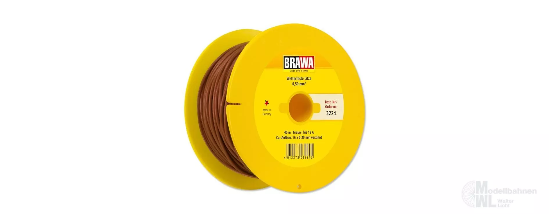 Brawa 3224 - Litze verzinnt braun 40 Meter