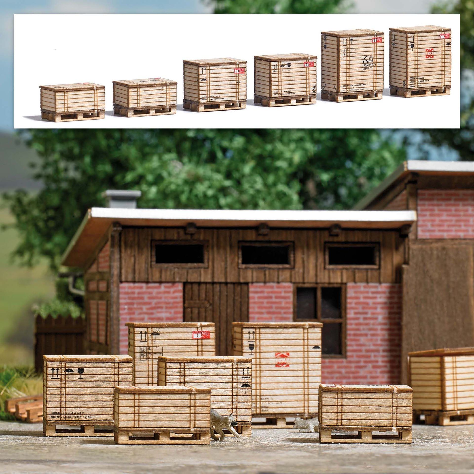 Busch 1811 - Paletten mit Holzkisten H0 1:87 Busch 1811 - Paletten mit Holzkisten H0 1:87