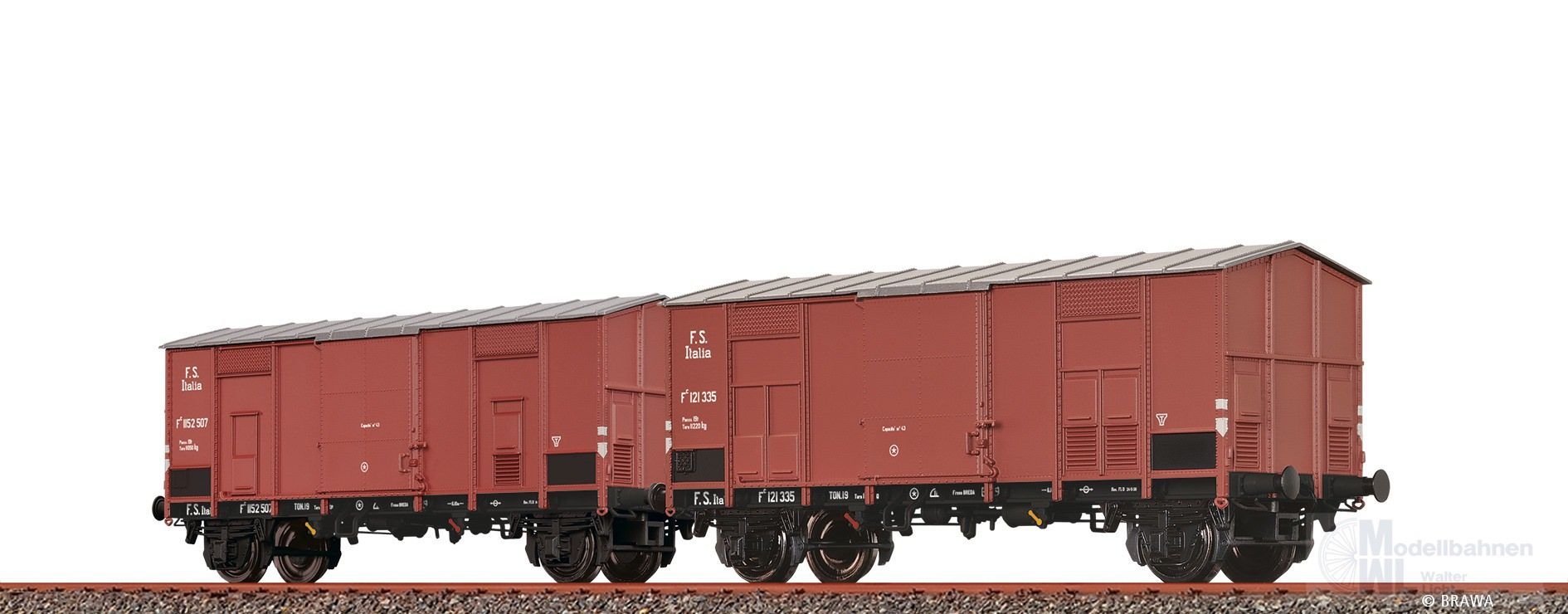 Brawa 48572 - Spitzdachwagen Set FS Ep.II 2.tlg. H0/GL Brawa 48572 - Spitzdachwagen Set FS Ep.II 2.tlg. H0/GL
