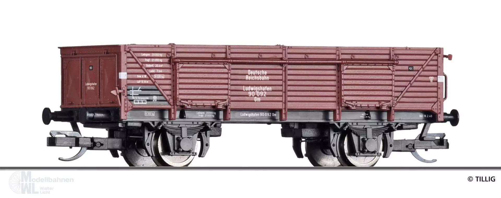 Tillig 17636 - Güterwagen offen DRG Ep.II Om Ludwigshafen TT 1:120