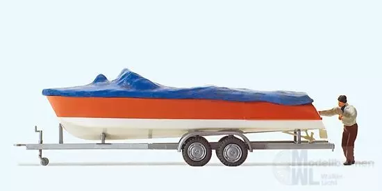 Preiser 33255 - Motorboot beim Verladen auf A H0 1:87