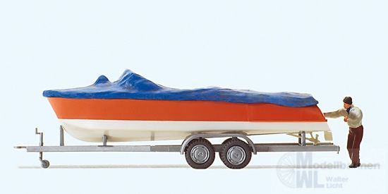 Preiser 33255 - Motorboot beim Verladen auf A H0 1:87 Preiser 33255 - Motorboot beim Verladen auf A H0 1:87