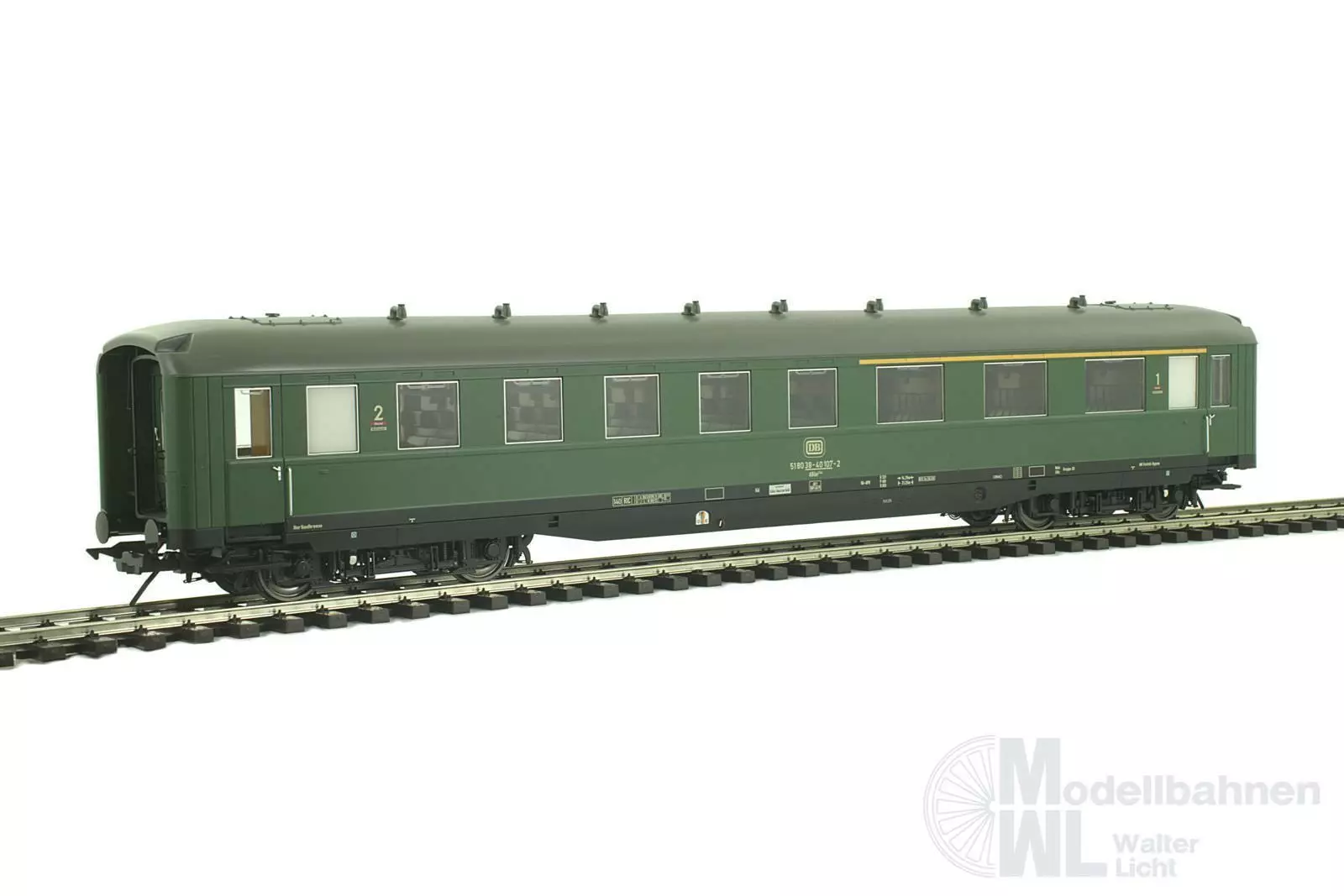 Lenz 41263-03 - Schürzenwagen DB Ep.IV 1/2.Kl. BC4ü-39 chromoxidgrün Spur 0