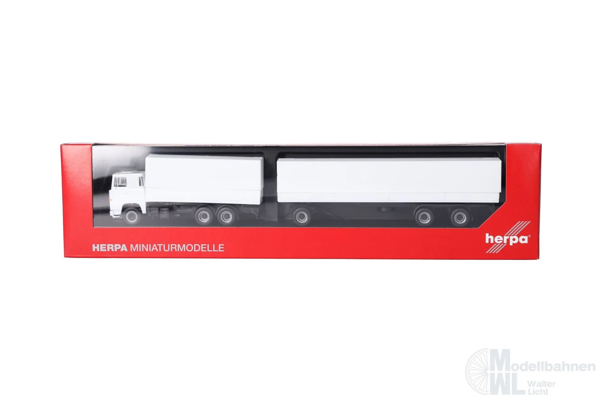 Herpa 320726 - Scania 141 Planen-Hängerzug weiß H0 1:87