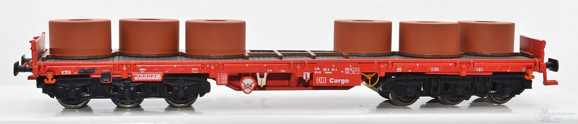 NPE NW22985 - Schwerlastwagen DB Ep.V/VI verkehrsrot beladen mit Coils H0/GL