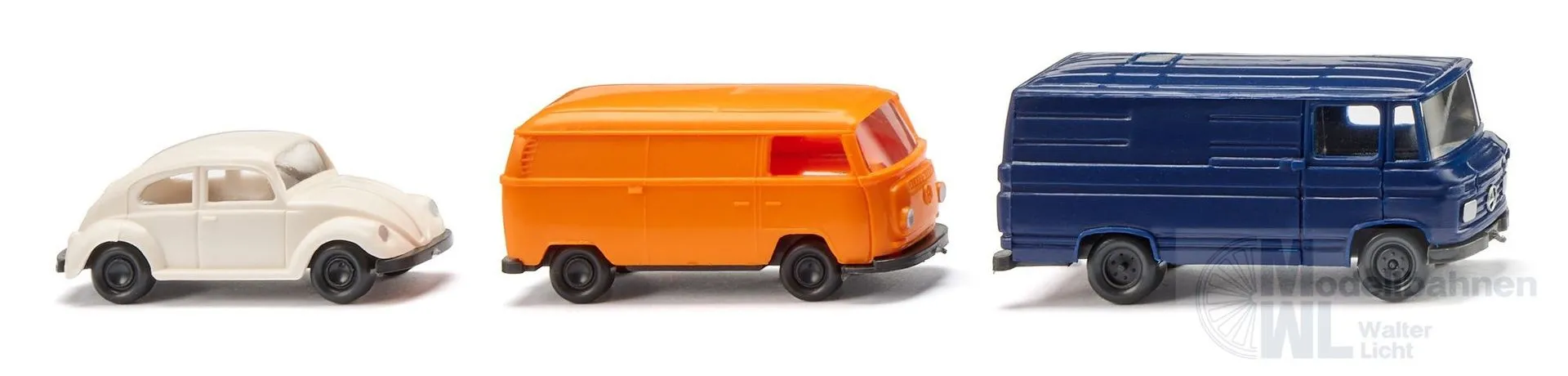 Wiking 090302 - Ein Pkw und zwei Kastenwagen N 1:160