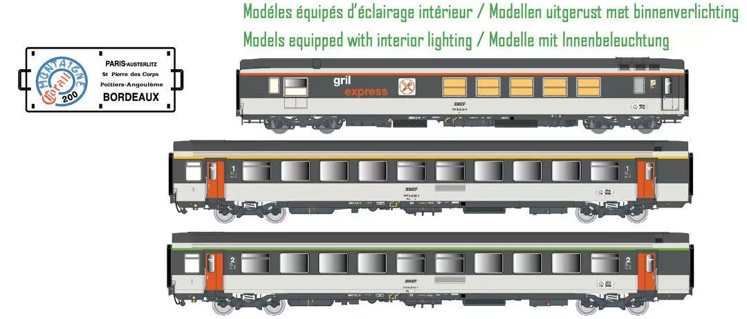 LS Models 41997 - Personenwagen Set SNCF Ep.IV GE+Vtu A10+B11 3.tlg. mit IB H0/GL