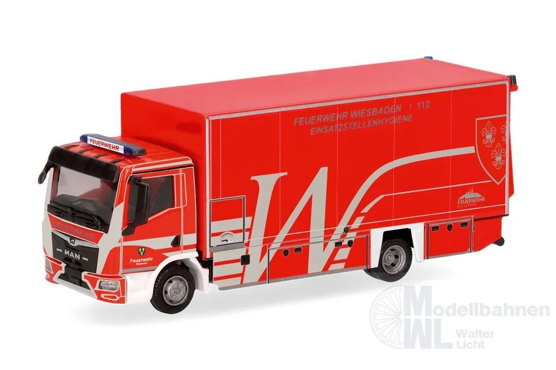 Herpa 099707 - MAN TGL CC Koffer-LKW mit Ladebordwand Feuerwehr Wiesbaden/Einsatzstellen