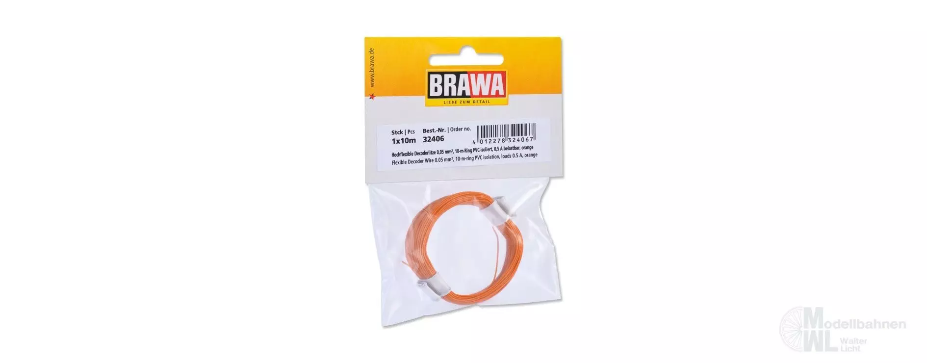 Brawa 32406 - Decoderlitze 0.05qmm orange 10 Meter