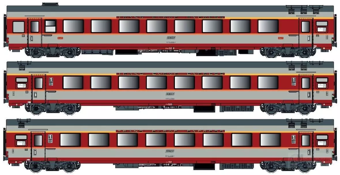LS Models 40801AC - Personenwagen Set SNCF Ep.IV Jules Verne Set B 3.tlg. H0/WS
