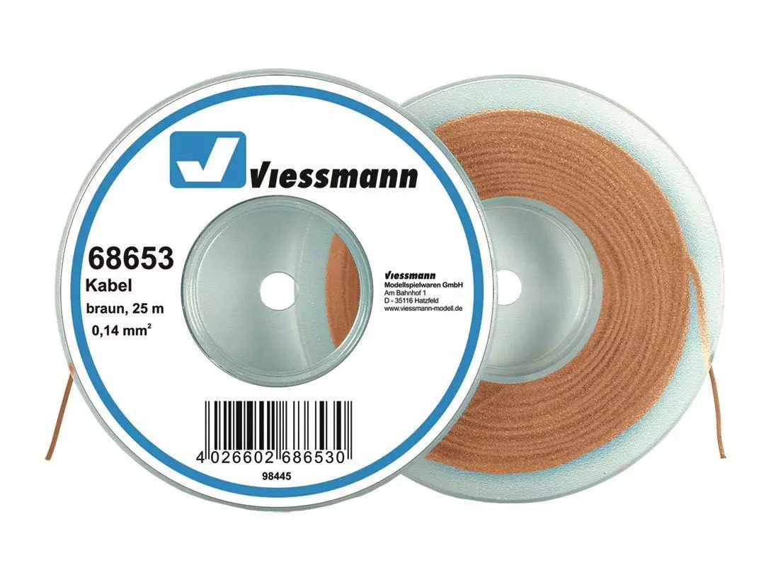 Viessmann 68653 - Kabel auf Abrollspule 0,14mm braun 25 Meter