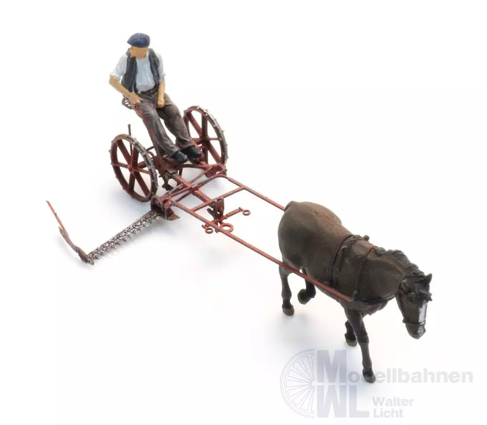 ARTITEC b.v. 387610 - Mähbalken mit Pferd + Figur H0 1:87