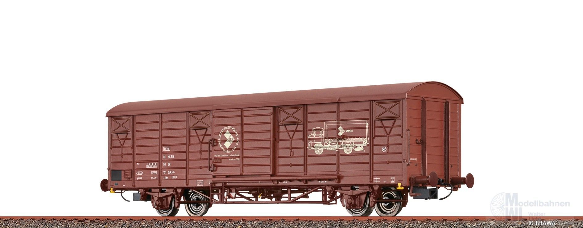 Brawa 49925 - Güterwagen gedeckt Gbs [1500] DR Ep.IV IFA W50 H0/GL