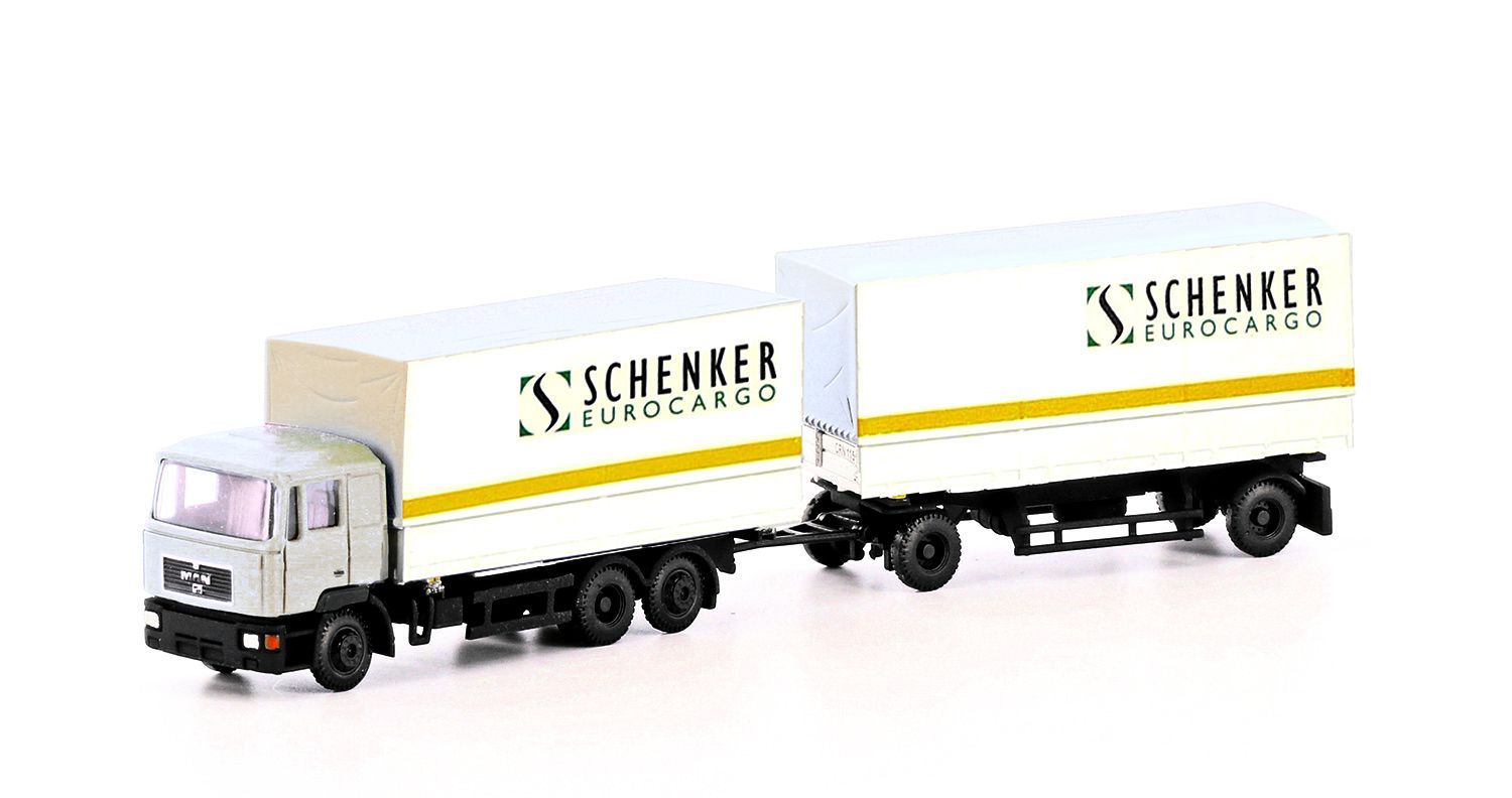 Lemke Minis 4633 - MAN F90 3-achs Wechselpritschen-HZ Schenker Cargo 1:160