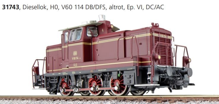 ESU 31743 - Diesellok V60 114 DB/DFS Ep.VI altrot H0/GL/WS