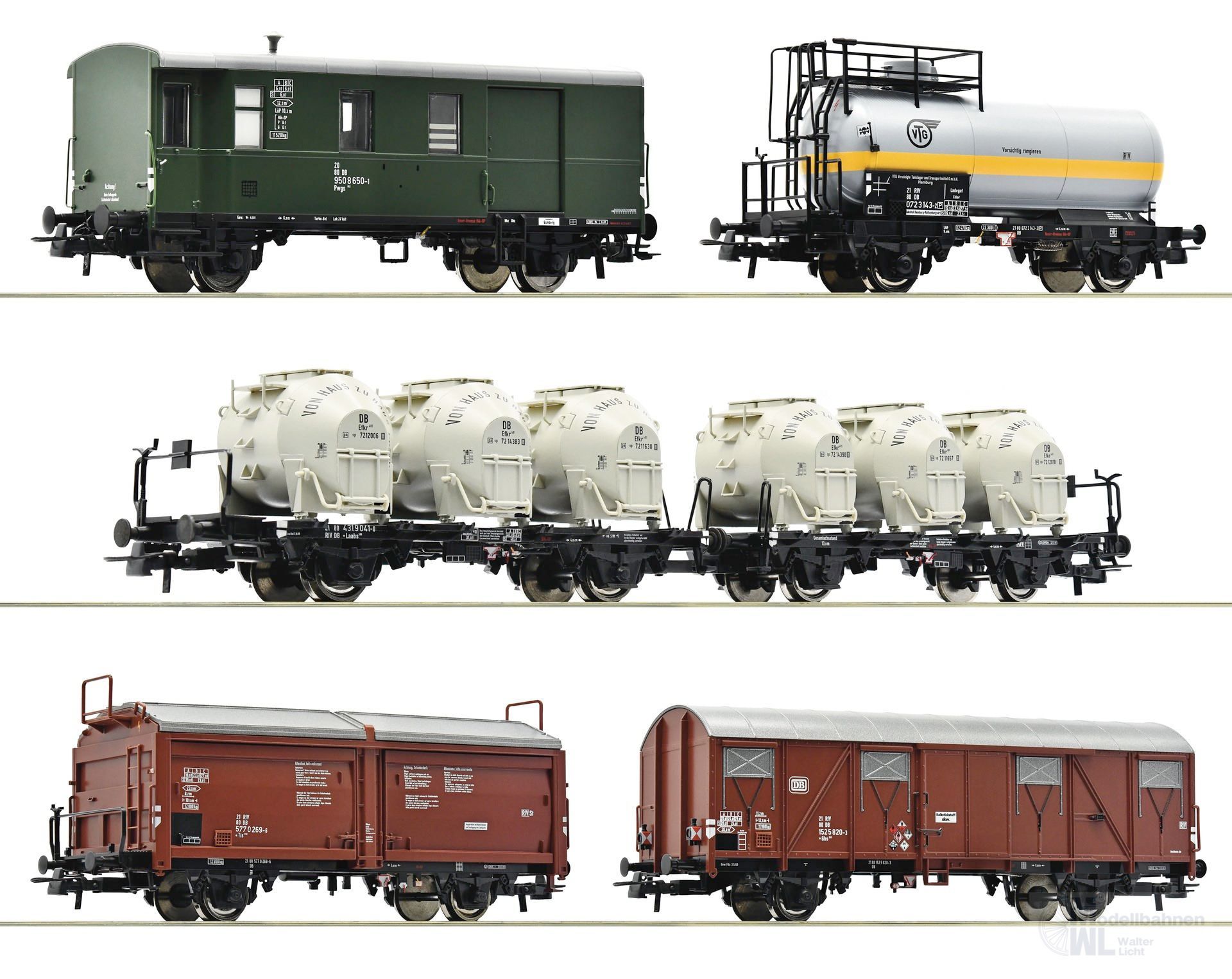 Roco 6600018 - Güterwagen Set DB Ep.IV 5.tlg. H0/GL