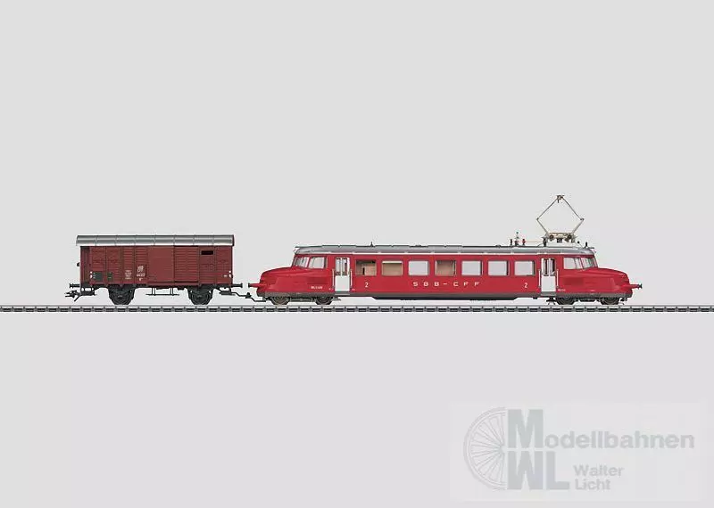 Märklin 37866 - MÄRKLIN - Triebwagen Rbe 2/4 SBB Ep.III Roter Pfeil mit Güterwagen H0/WS Sound