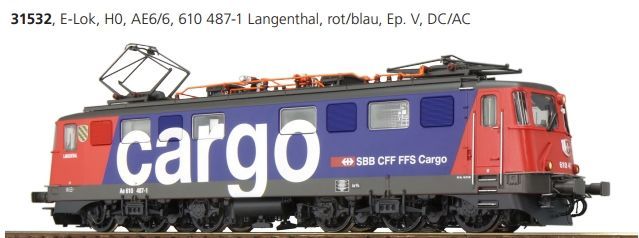 ESU 31532 - E-Lok Ae 6/6 SBB Cargo Ep.VI Langenthal H0/GL/WS