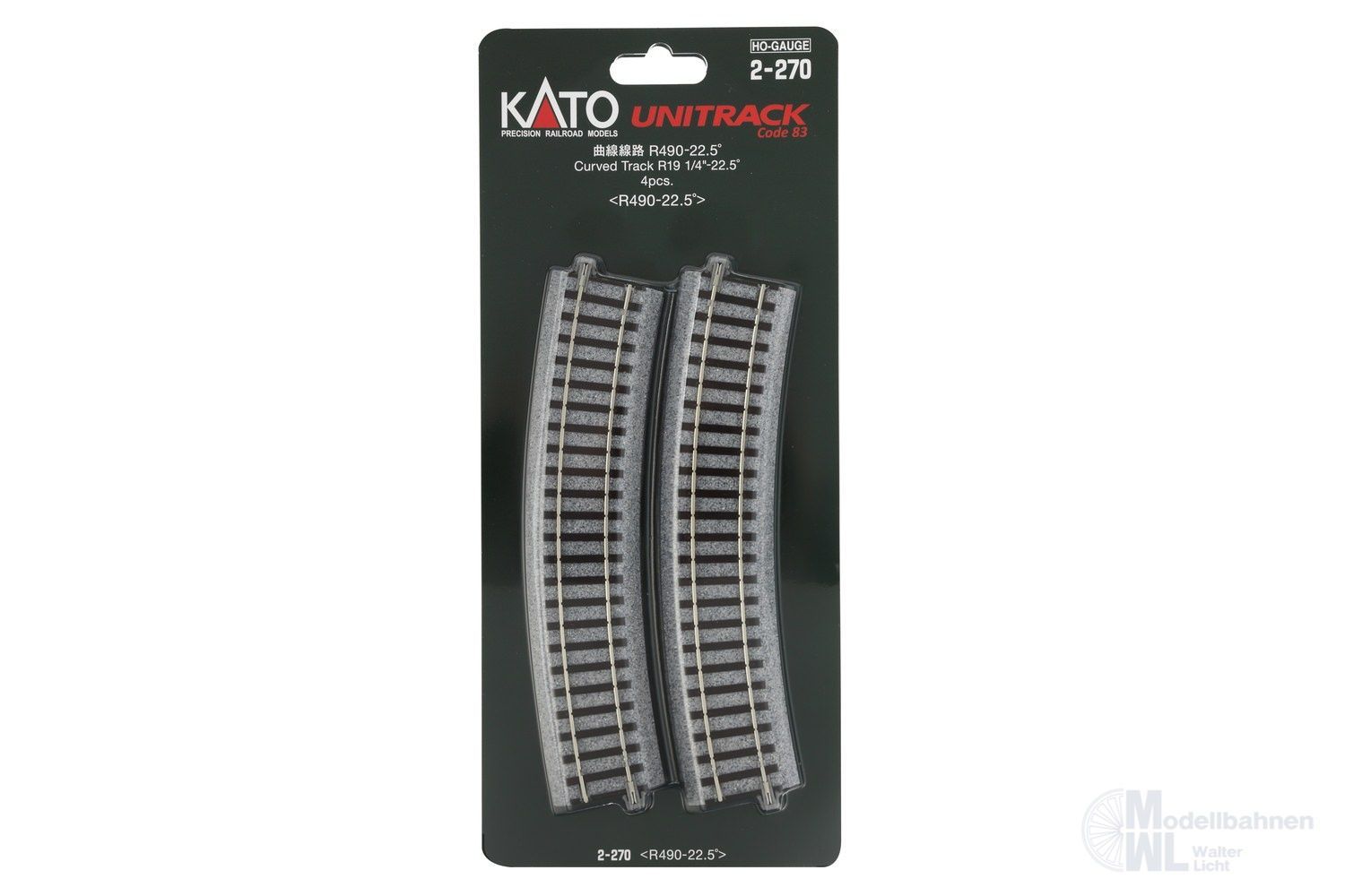 Kato 2-270 - Gleis gebogen R490mm 22,5° H0 1:87