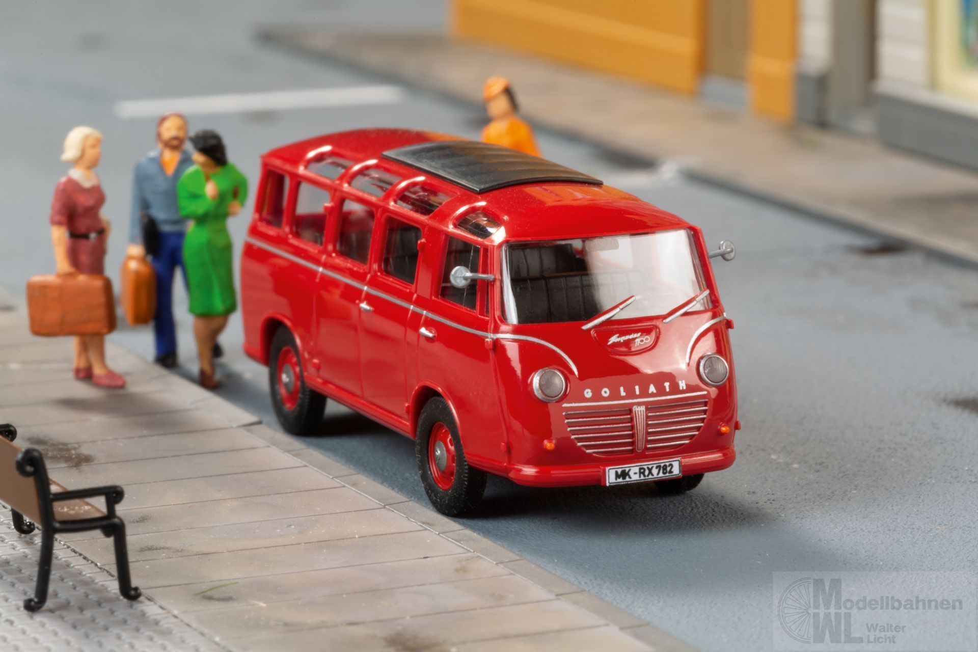 mini car 66035 - Goliath Express 1100 Luxusbus rot Dach geschlossen H0 1:87