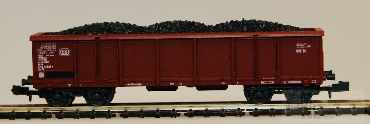 Roco 02368A - ROCO - Güterwagen offen DB mit Kohleladung N 1:160