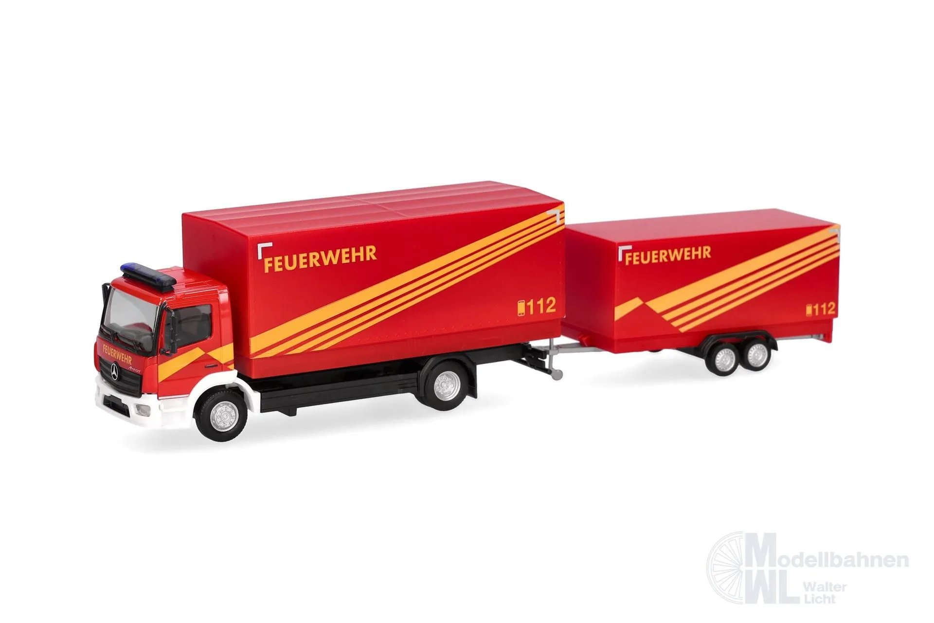 Herpa 321266 - Mercedes-Benz Atego `13 Planen-LKW mit Planen-Anhänger Feuerwehr H0 1:87