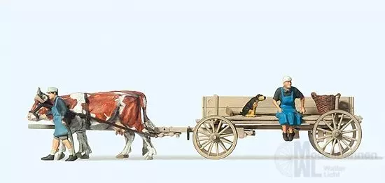 Preiser 30412 - Bauernwagen 2 Bauersleute H0 1:87