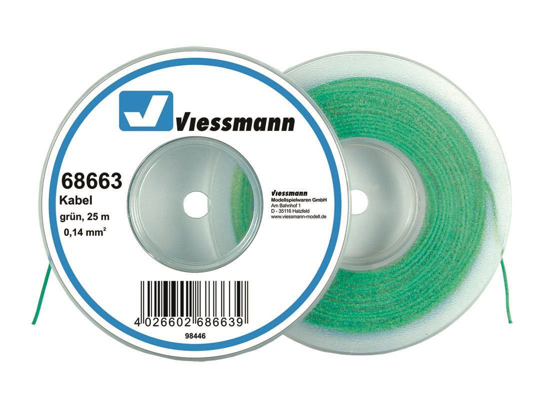 Viessmann 68663 - Kabel auf Abrollspule 0,14mm grün 25 Meter Viessmann 68663 - Kabel auf Abrollspule 0,14mm grün 25 Meter