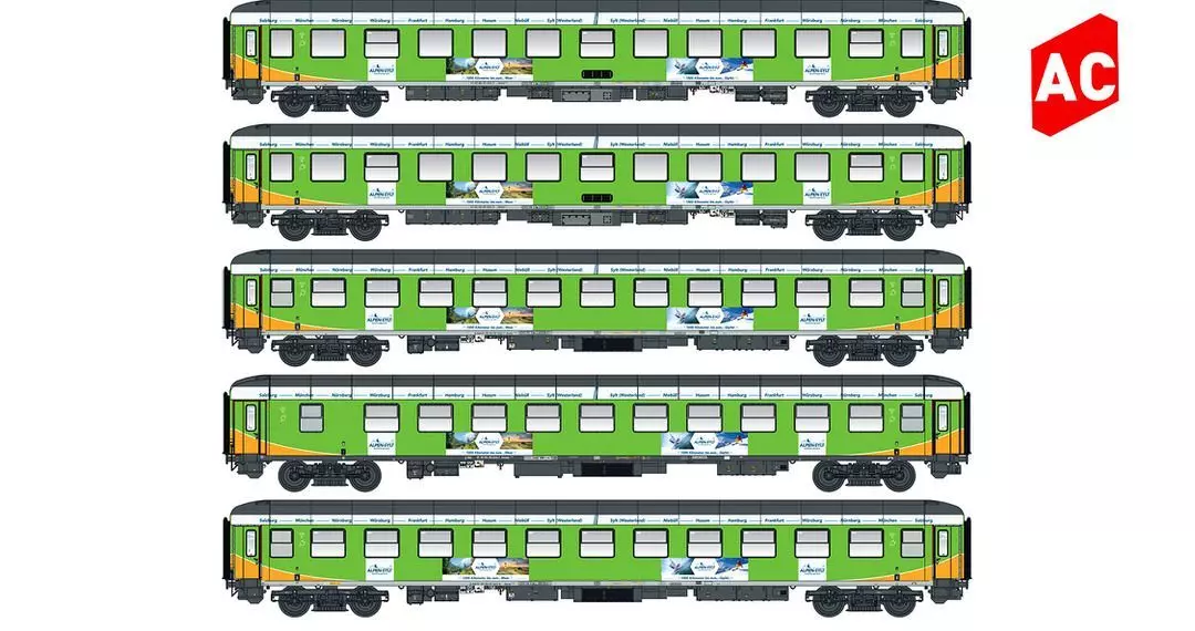 LS Models 46034AC - Personenwagen Set Flixtrain Ep.VI Bvcmz+Bvcmbz Alpen-Sylt-Express 5.tlg. H0/WS