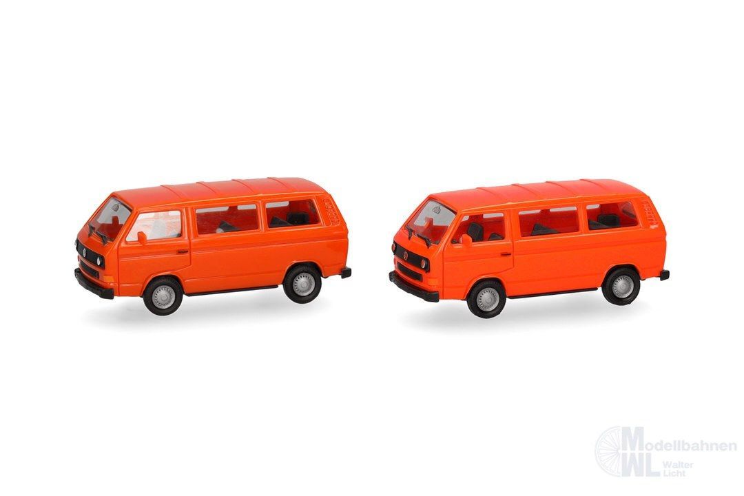 Herpa 013093-006 - MiniKit Volkswagen (VW) T3 Bus leuchtrot und orange 2 Stück H0 1:87