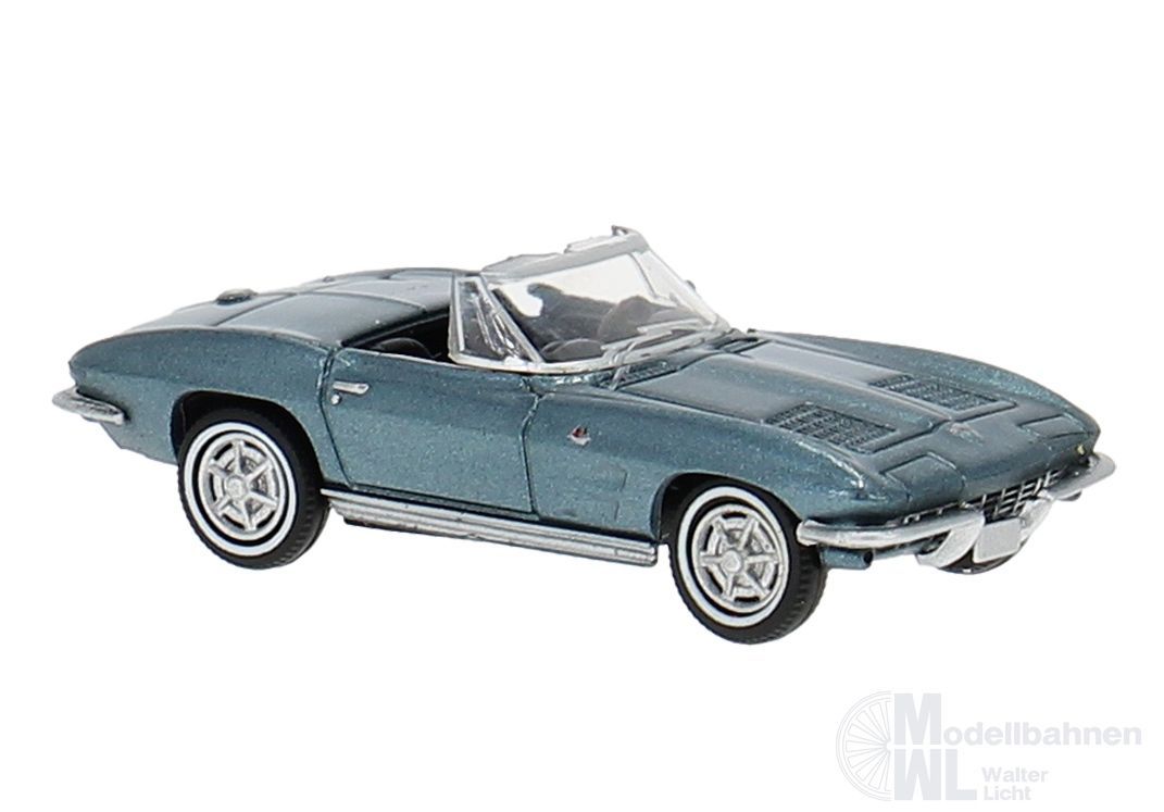 Brekina 18027 - Chevrolet Corvette C2 Cabrio türkis metallic offen H0 1:87