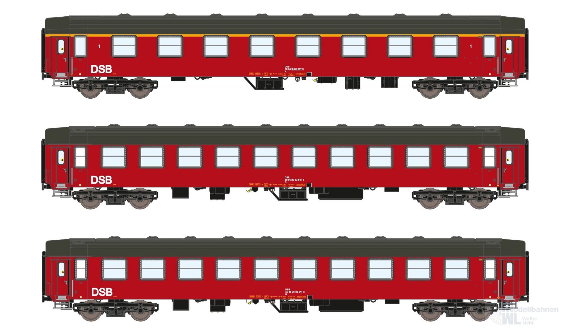 ASM 25001 - Personenwagen Set DSB Ep.IV UIC-Y, A+B+B 3.tlg. N 1:160 ASM 25001 - Personenwagen Set DSB Ep.IV UIC-Y, A+B+B 3.tlg. N 1:160