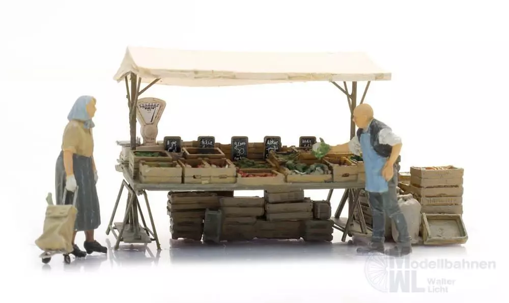 ARTITEC b.v. 387.717 - Marktstand mit Gemüse H0 1:87 Fertigmodell