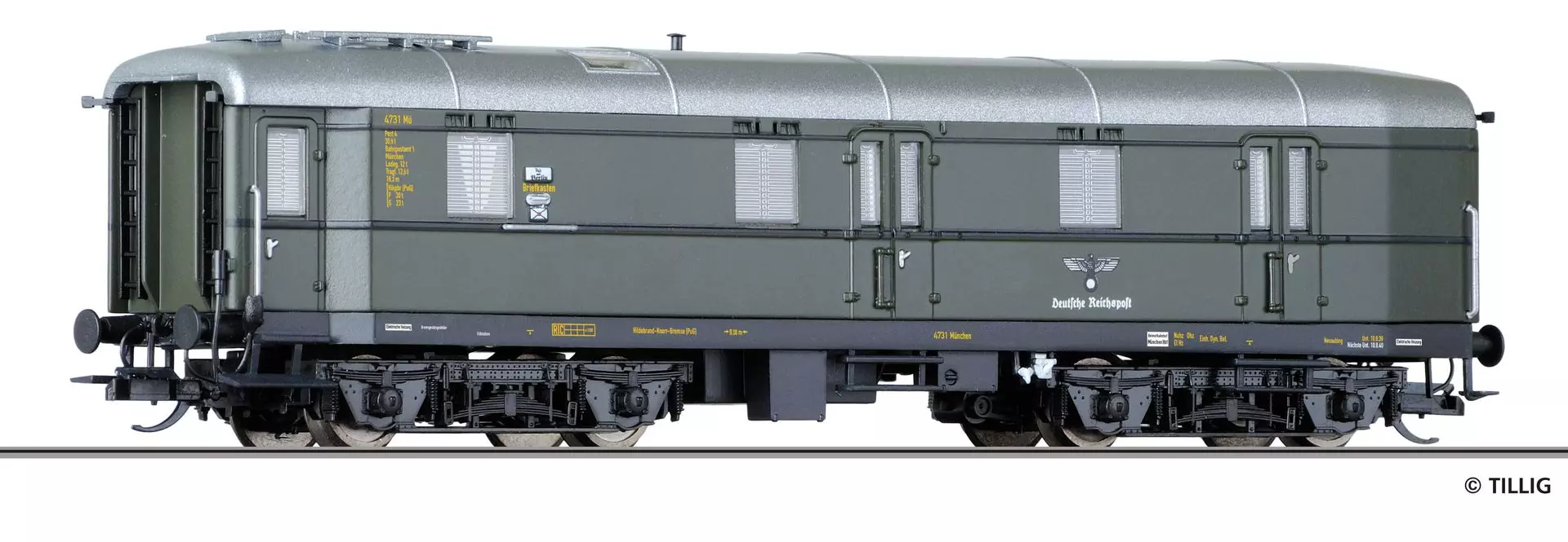 Tillig 13897 - Bahnpostwagen Deutsche Reichspost Ep.II Post4-b/15 TT 1:120