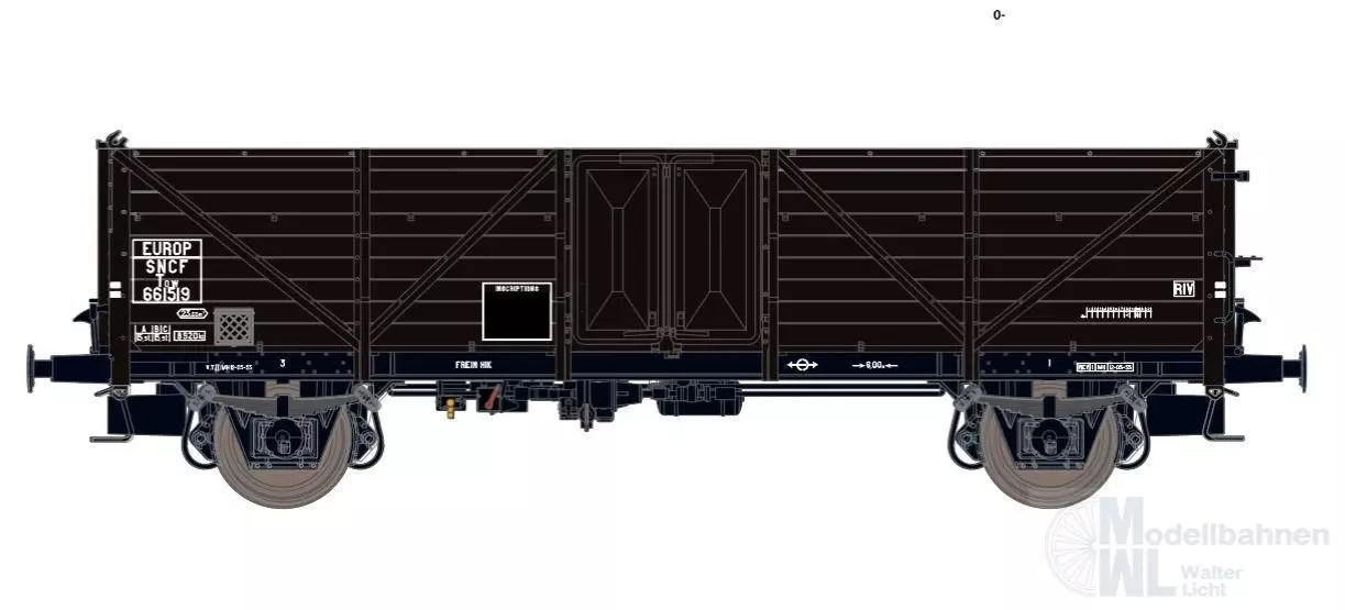 Exact Train 20349 - Güterwagen offen SNCF Ep.III Klagenfurt Blechtür H0/GL