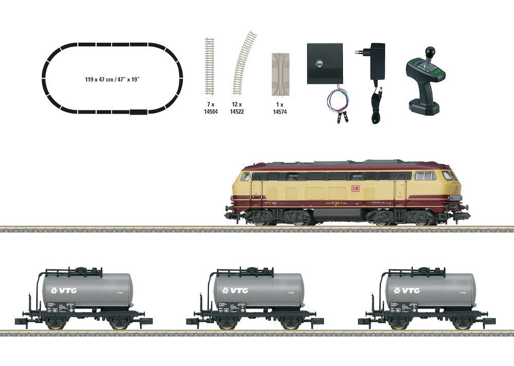 Trix 11160 - Digital-Startpackung Diesellok BR 217 DB Ep.VI und Güterzug N 1:160