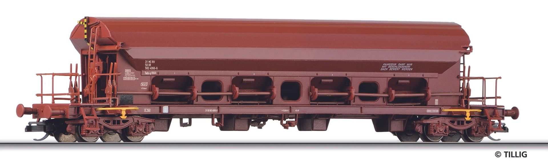 Tillig 15362 - Schwenkdachwagen DR Ep.IV Tads-y 5824 TT 1:120