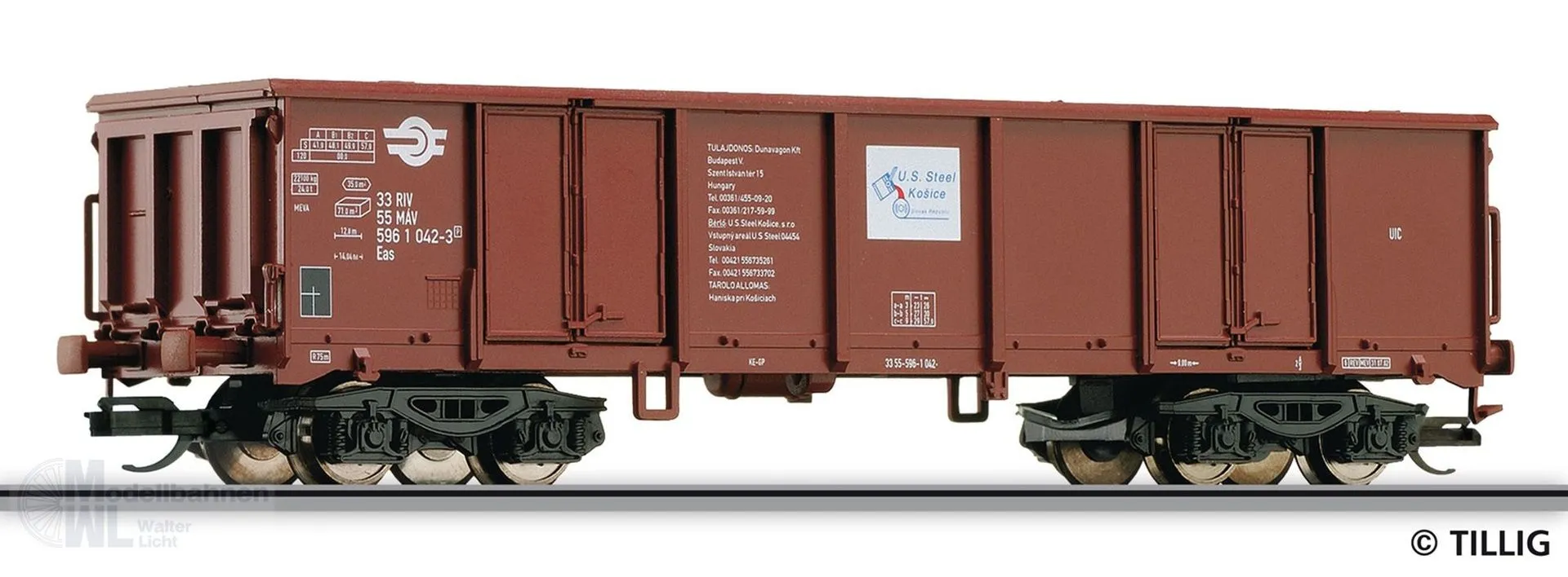 Tillig 502570 - Güterwagen offen MAV Ep.V Eas US Steel (ex. 15234) TT 1:120