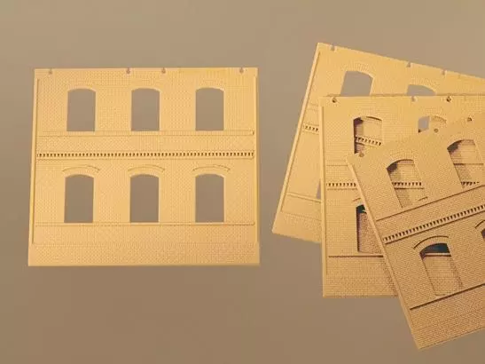 Auhagen 80601 - 4 Wände 2324B gelb H0 1:87