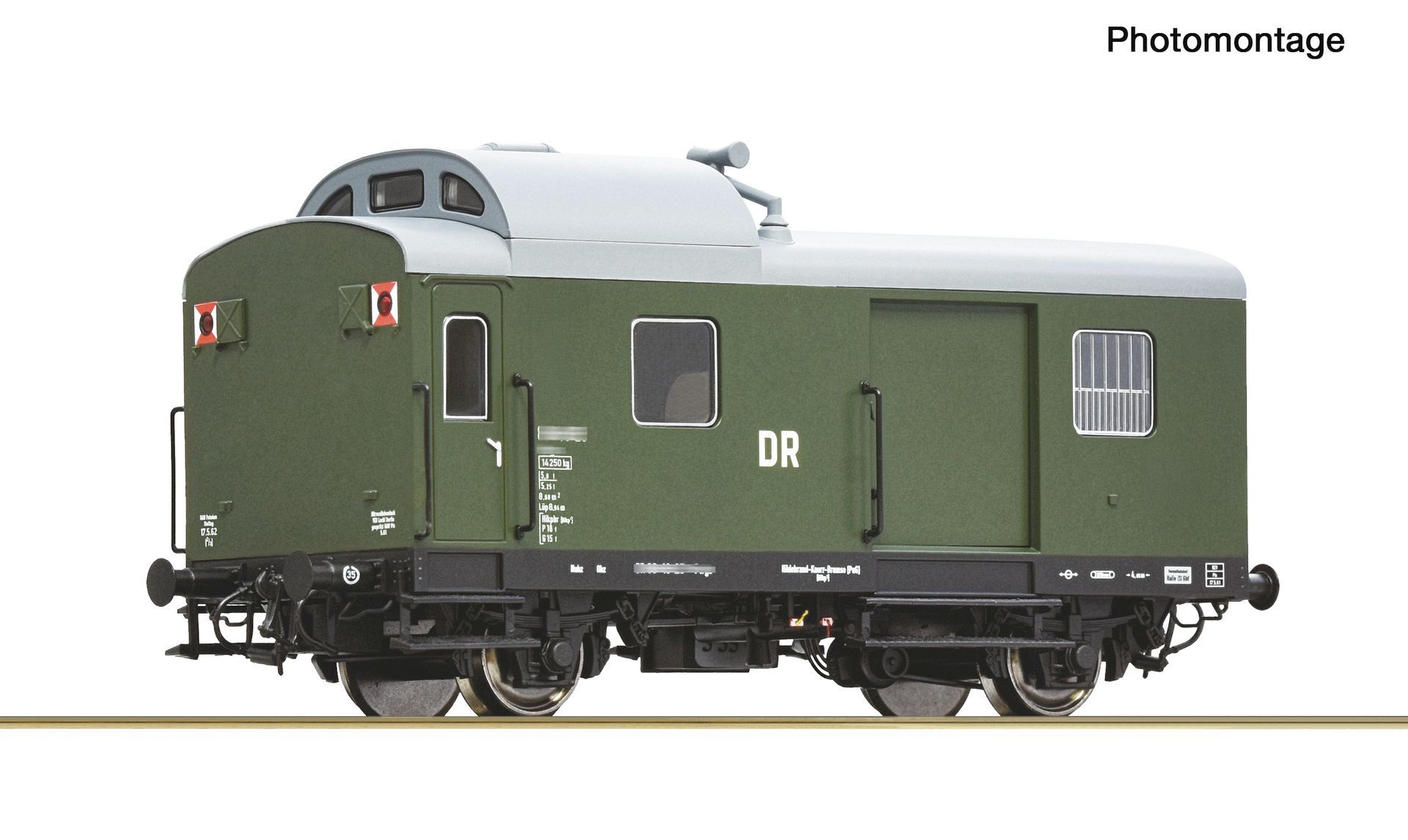 Roco 6610413 - Packwagen D65 DR H0/GLC + Innenbel. und Schlusslicht