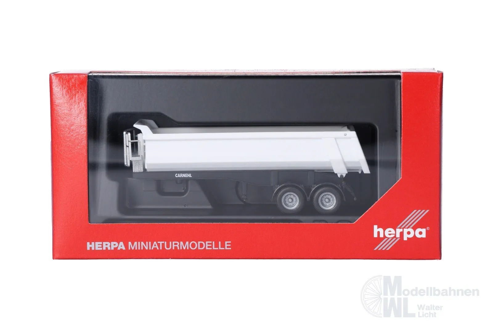 Herpa 076036-003 - Carnehl Rundmuldenauflieger 2achs weiß H0 1:87