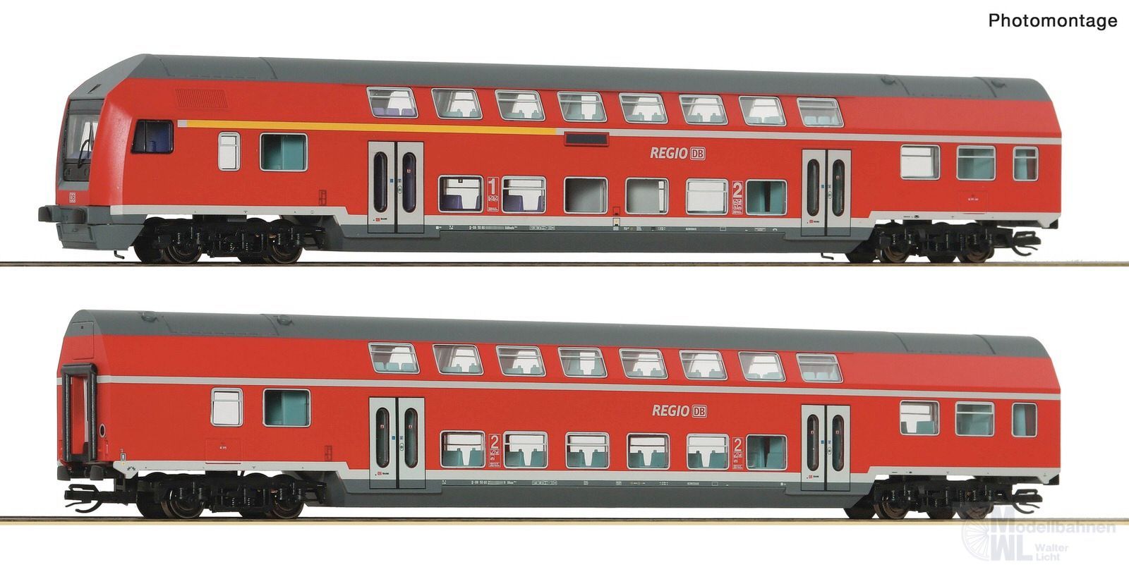 Roco 6290071 - Doppelstockwagen Set DB Ep.V/VI 2.tlg. TT 1:120 Digital