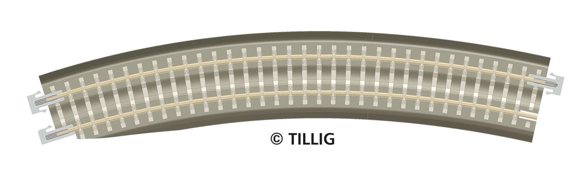 Tillig 83774 - Bettungsgleis Gleis gebogen R 396 mm BR11-32kli grau TT 1:120