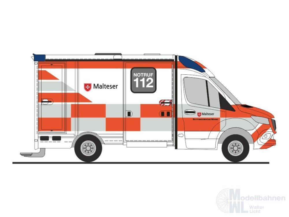 Rietze 76092 - Mercedes-Benz Strobel RTW ´18 Malteser Mainz H0 1:87