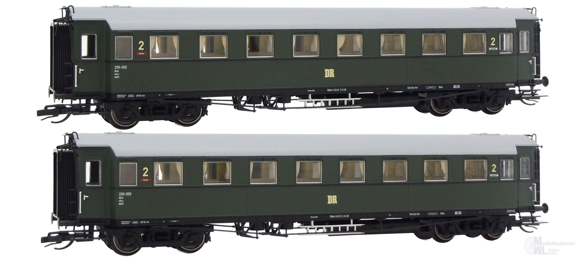 Saxonia Modellbau 120183-2 - Personenwagen Set DR Ep.II C4Ü Sa 07 2.tlg. Beleuchtung TT 1:120